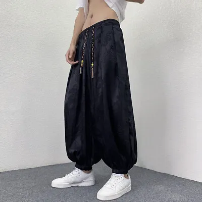 Men Baggy Cropped Trouser Floral Bloomers Jogging Pants Elastic Waist Boho Loose • $37.04