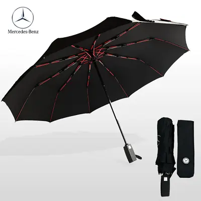 Mercedes Benz Umbrella Folding Windproof Automatic Black Red Brolly Sun Anti-UV • $35.47