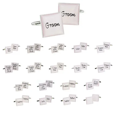 PALE PINK Square Wedding Script Cufflinks In Various Roles Boxed X2BOCW001 • £5.99