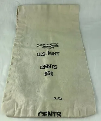 US Mint Canvas Bank Money Bag $50 Cents Off White GIDC Vintage • $13