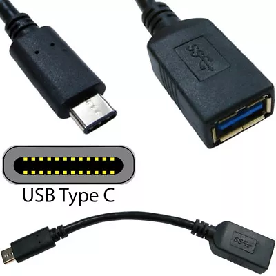 0.15m USB 3.0 Type C Male To Socket Adapter Cable Lead Mini Phone Power Charger • £7.99