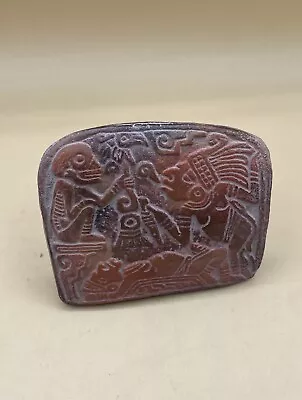 Mexican Folk Art Aztec Mayan Clay Stamp Terracotta 3” X 3.5” (#3) • $134.99