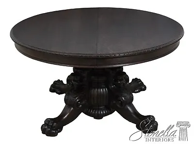 LF61707EC: RJ HORNER Lion Head Round Oak Dining Table - 8 Leaves • $7295