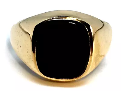 Classic Onyx 9ct 9 Carat Gold Signet Ring Vintage Men's Size UK U US 10 EU 62.5 • £239.99