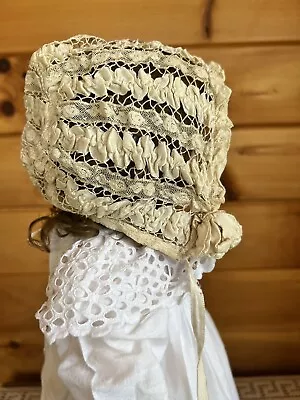 Antique Lace Silk Doll Hat Bonnet For French And German Dolls • $19.99