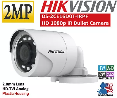 HIKVISION 2MP 1080p Bullet Camera 2.8mm HD Analog TVI/AHD D-WDR IR 20m Plastic • $29.59