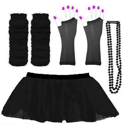 £7.49 • Buy NEON 80s FANCY DRESS TUTU SET GLOVES LEG WARMERS AND BEADS HEN PARTY COSTUME