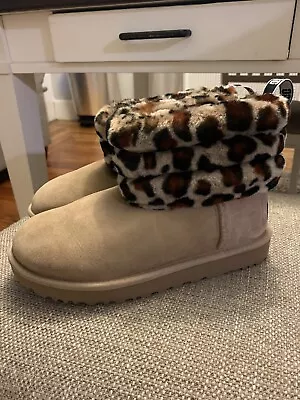 UGG Fluff Mini Quilted Leopard/Beige • $125