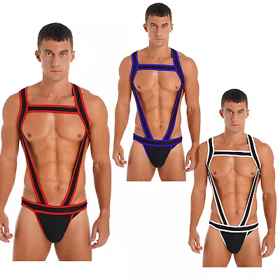 Men's Leotard One-Piece Jockstrap Bodysuit Wrestling Singlet Harness Jumpsuit • $5.63