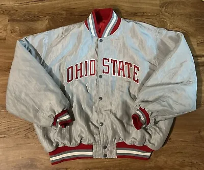 Vintage Starter Ohio State Silver Satin Jacket Size XL • $114.99