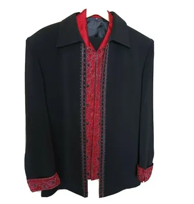 Men's Indian Wedding Suit Black / Red  3 Piece  Embroidery • £134