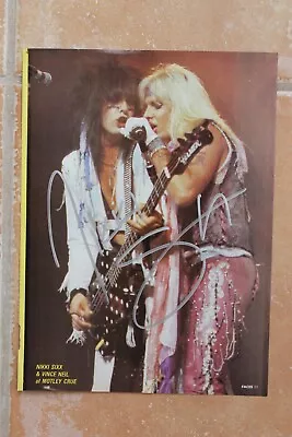 Nikki Sixx Signed Motley Crue 8x10 Magazine Photo Autographed The Dirt Tour • $45.66