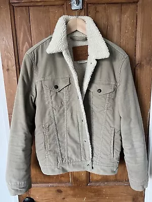 Men’s Levi Sherpa Cord Jacket Beige Small Fantastic Condition • £25