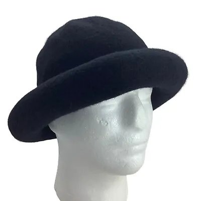 Vintage Betmar Black Rolled Brim Winter Hat Women One Size 100% Wool #561 • $26.85