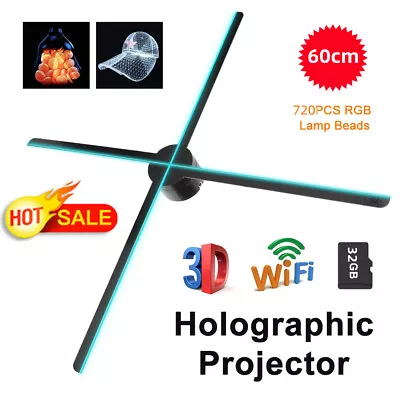 60CM Wifi 3D Holographic Projector 720 LED Hologram Fan Advertising Player Kit • $179.69