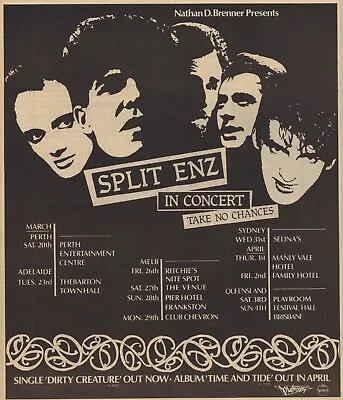 Split Enz In Concert Take No Chances Original Vintage Print Ad 1982 • $39.99