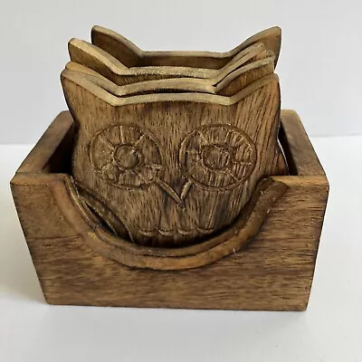 £4.75 • Buy Wooden Owl Coaster Set