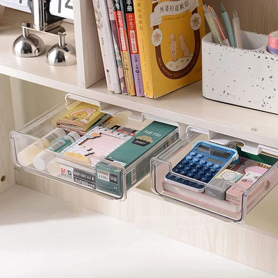 $27.90 • Buy Under Desk Drawer Storage Organizer, Hidden Desktop Organizer Stick On Desk Draw