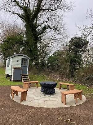 Large Oak Garden Curved Fire Pit Bowl Bench 1.2m X 45 X 50cm Tall • £460