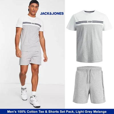 £18.99 • Buy Jack&Jones Men's Short Sleeves Tee & Shorts Set, Light Grey Melange