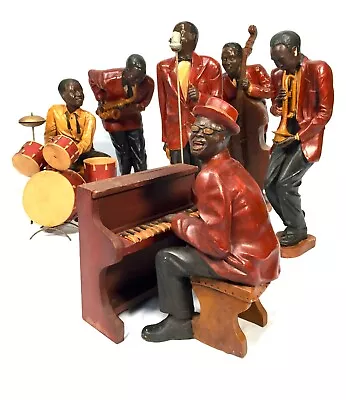 Antique Fibreglass Black American Vintage 6 Piece Jazz Band Large Figurines  • £495