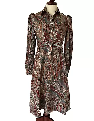 Vintage 1970s Liberty Print Varuna Wool Dress By Skiff & Hawkins Cheltenham S XS • £84.99