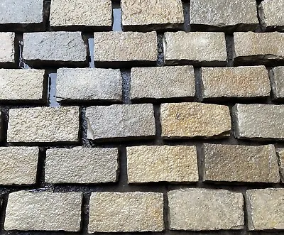 Limestone Like Sandstone Yellow Paving Patio Cobble Setts  | 100x200x40/60 Mm • £4
