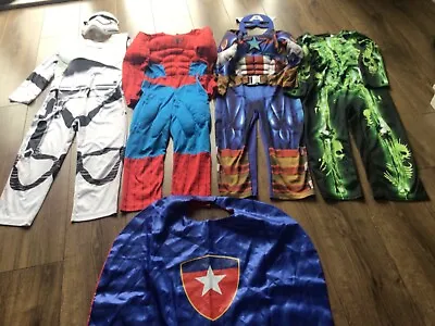 £6.50 • Buy Boys X4 Superhero Dressing Up Fancy Dress Costume Bundle Age 5-6-7 Years