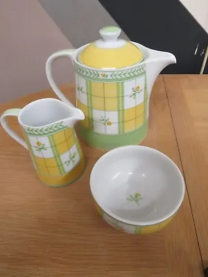 Marks Spencer M&S Yellow Rose Teapot Sugar Bowl And Milk Jug • £19.99