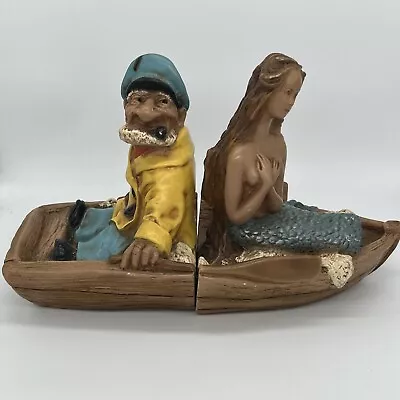 Rare Universal Statuary Corp Mermaid And Sailor Bookends Chicago 1979 • $135