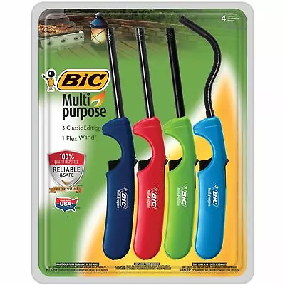 BIC Multi-purpose Classic Edition Lighter & Flex Wand Lighter 4-Pack**FAST SHIP • $16