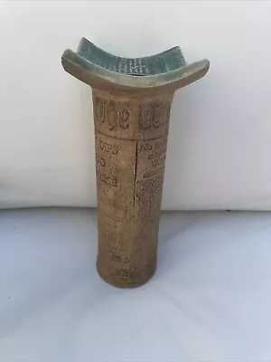 £30 • Buy Unusual Newsprint Vintage Studio Pottery Vase ‘The West’ Queen History Plymouth
