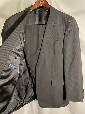 Stafford Essentials 46R 38 X 30 Gray Pinstriped 2 Button Notched Lapel Suit • $67.95