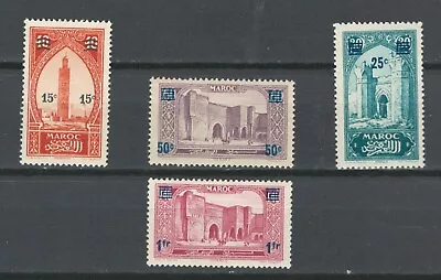 Morocco French Colonies Castles Currency Overprinted Mh Stamps  Lot (maroc  166) • $4.99