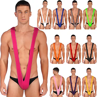 Mens V Neck Monokini One-Piece Bathing Suit Swimsuit Bodysuits Mankini Swimwears • $6.50