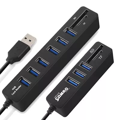 $14.98 • Buy USB Hub 3/6 Port Expander Adapter USB Splitter 2.0/3.0 USB-Hub Card Reader