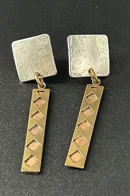 Marjorie Baer MB SF Silver Copper  Jewelry Modernist Geometric Earrings • $29