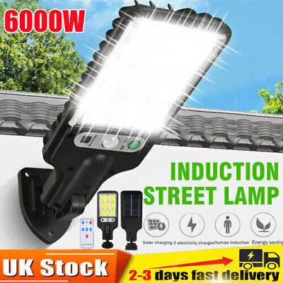 6000W LED Solar Wall Lights PIR Motion Sensor Outdoor Garden Street Fence Light • £6.99