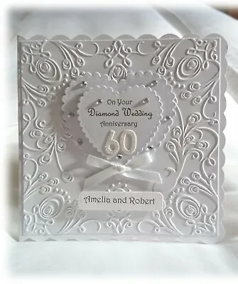 £6.50 • Buy Luxury Personalised DIAMOND 60th Wedding Anniversary Hand Made Card