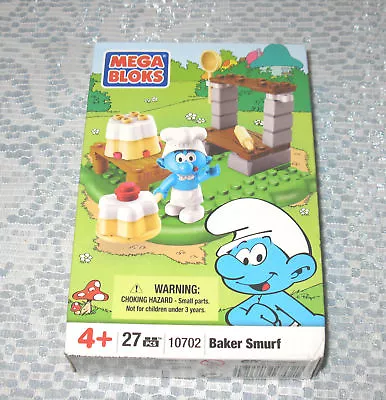 Mega Bloks Baker Smurf Box Set No 10702 MB  FREE SHIPPING • $22