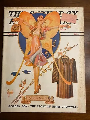 J C Leyendecker March 23 1940 Saturday Evening Post Easter Full Issue Butterfly • $35