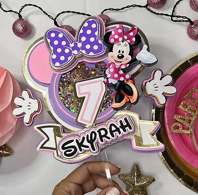 Minnie Mouse Lilac Shaker Cake Topper Disney Birthday Party Minnie Cake Decor • $27