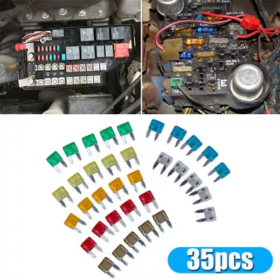 35Pcs Car Blade Fuse 5A 7.5A 10A 15A 20A 25A 30A Micro Mini Blade Fuses Kits • $11.23