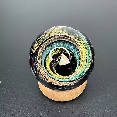 Handmade Contemporary Art Glass Dichroic Vortex Marble 1.60  W/ Opal Boro MIB • $134.99