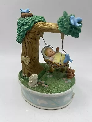 Enesco 1987 Woodland Babies Rock-A-Bye Baby Action Musical Figurine #552887 • $59.99