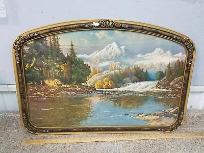 Frederick D Ogden Landscape Litho Print With Mountain Rushing River & Deer. • $29.99