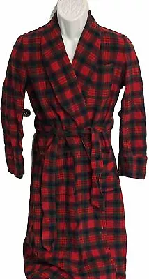 VTG Pendleton Robe Virgin Wool Unisex Red Plaid 70s Size M/S - Made In USA • $29.74