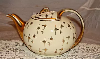 Mcm Hall 6 Cup Teapot Gold Atomic Starburst Vintage • $25