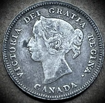 Canada - 1900 - 5 Cents - .9250 Sterling Silver Canadian Coin - Queen Victoria • $16