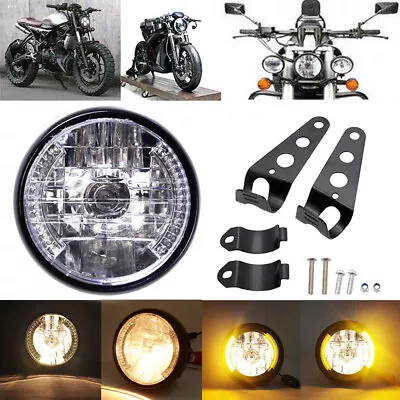 7inch Motorcycle Headlamp With Turn Signal Led Headlight Round Bracket Mount • $20.90